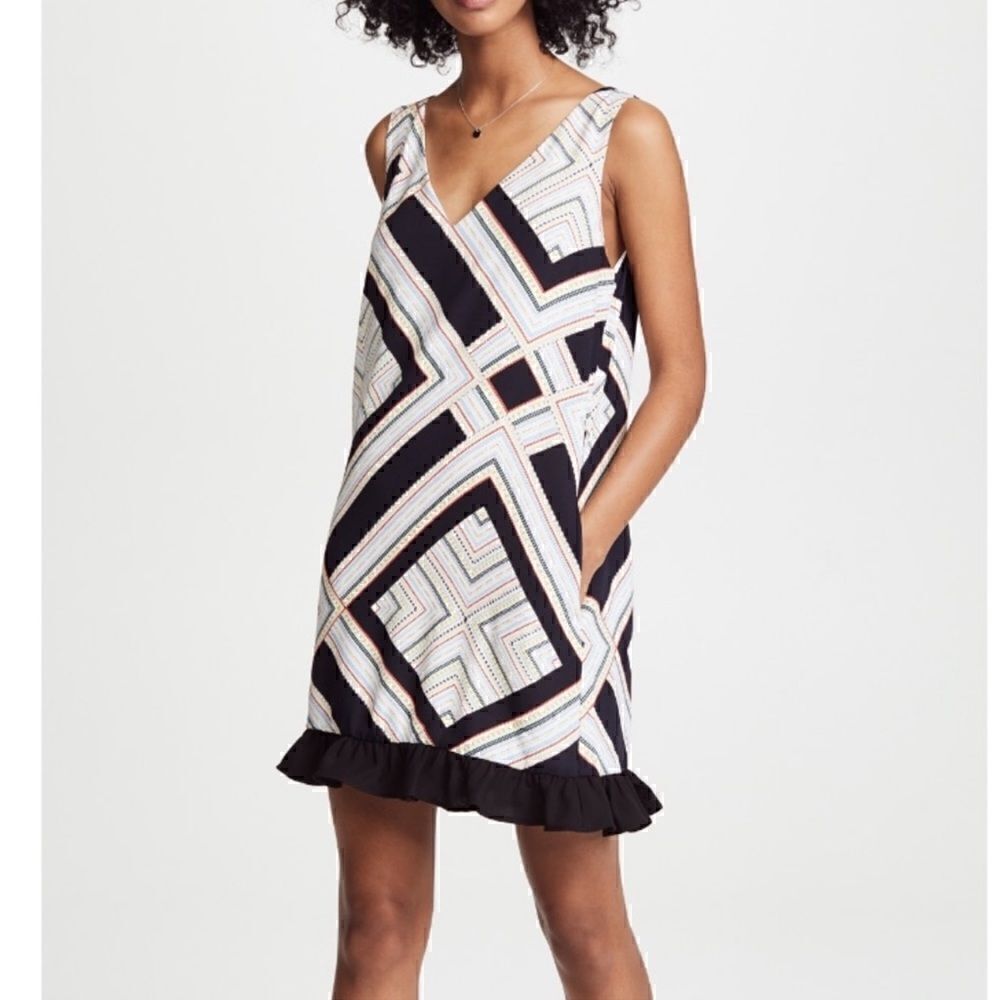 Cooper & Ella | Agnes’s Dress in Multi-print V Neck Mini Dress | XS